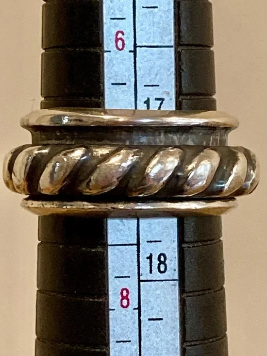 Sterling Silver 925 Mexico Rope Spinner Ring Size 7 - Picture 10 of 15